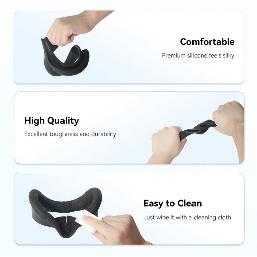 כיסוי פנים סיליקון AMVR עבור Meta Quest 3S בצבע שחור